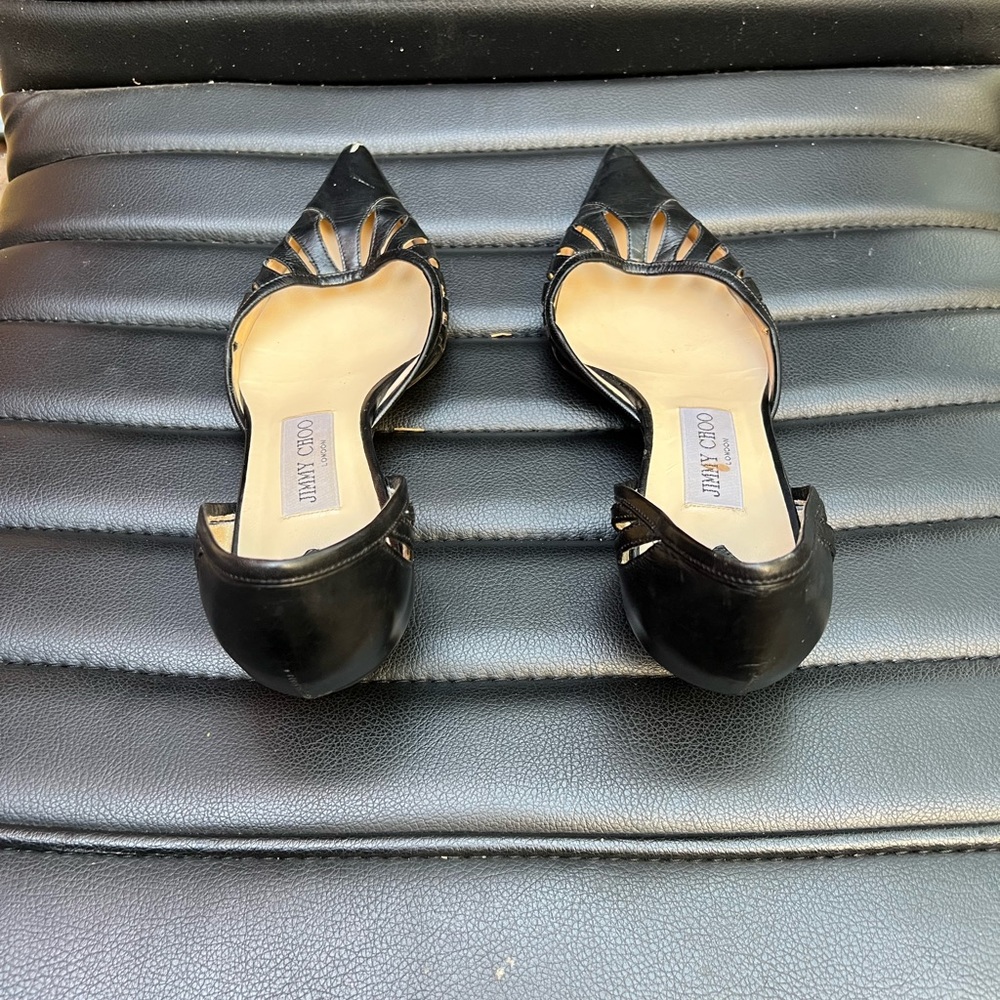 Jimmy Choo Black Heels with Glamorous Metallic Detailing - Picture 3 of 7